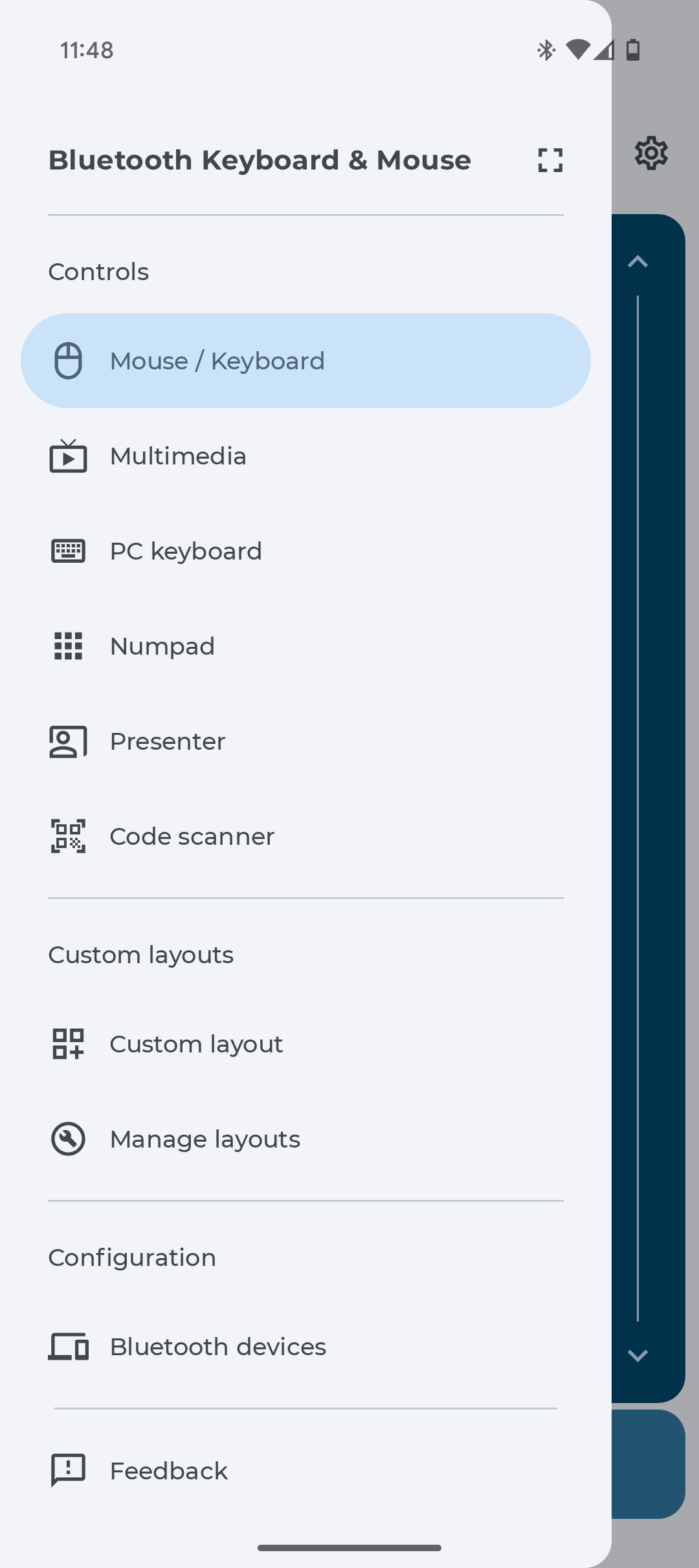 Changing keyboard language in Bluetooth Keyboard & Mouse app