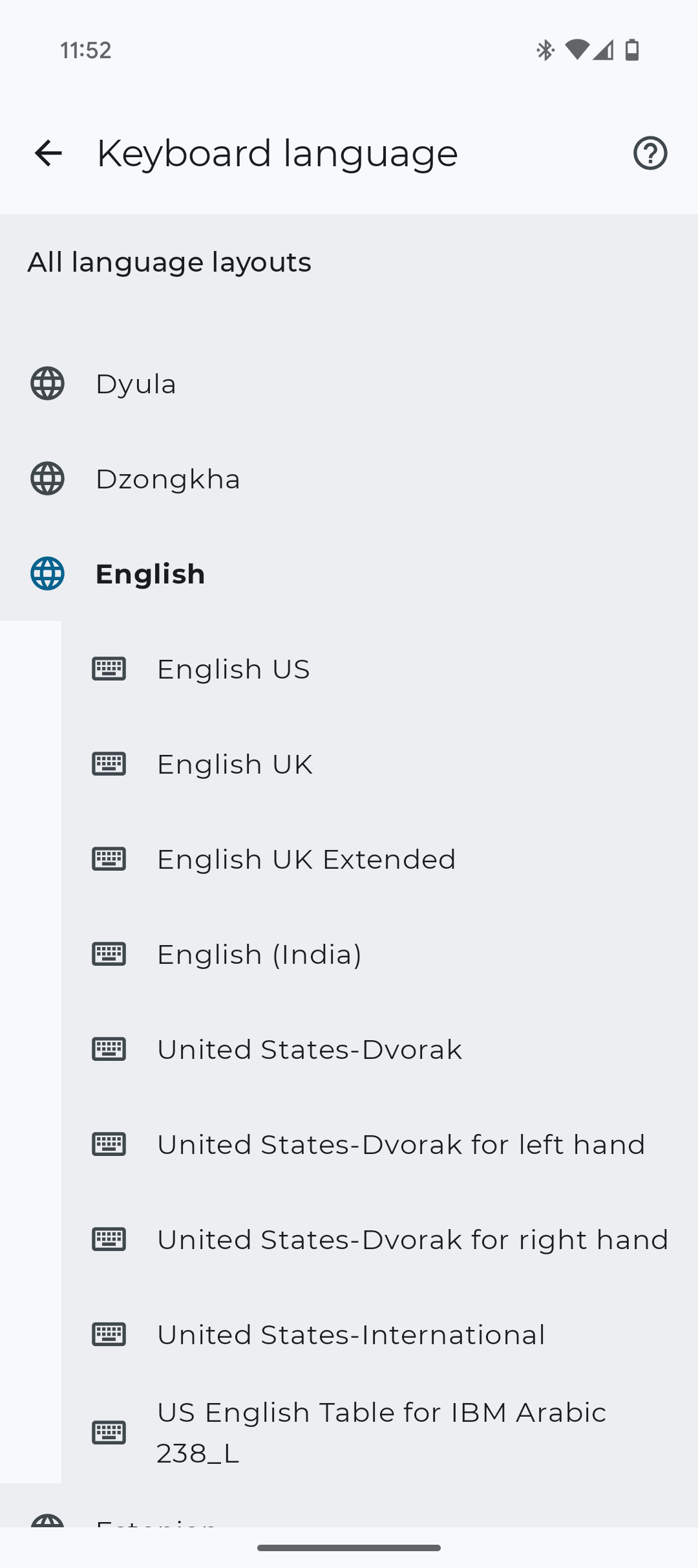Changing keyboard language in Bluetooth Keyboard & Mouse app