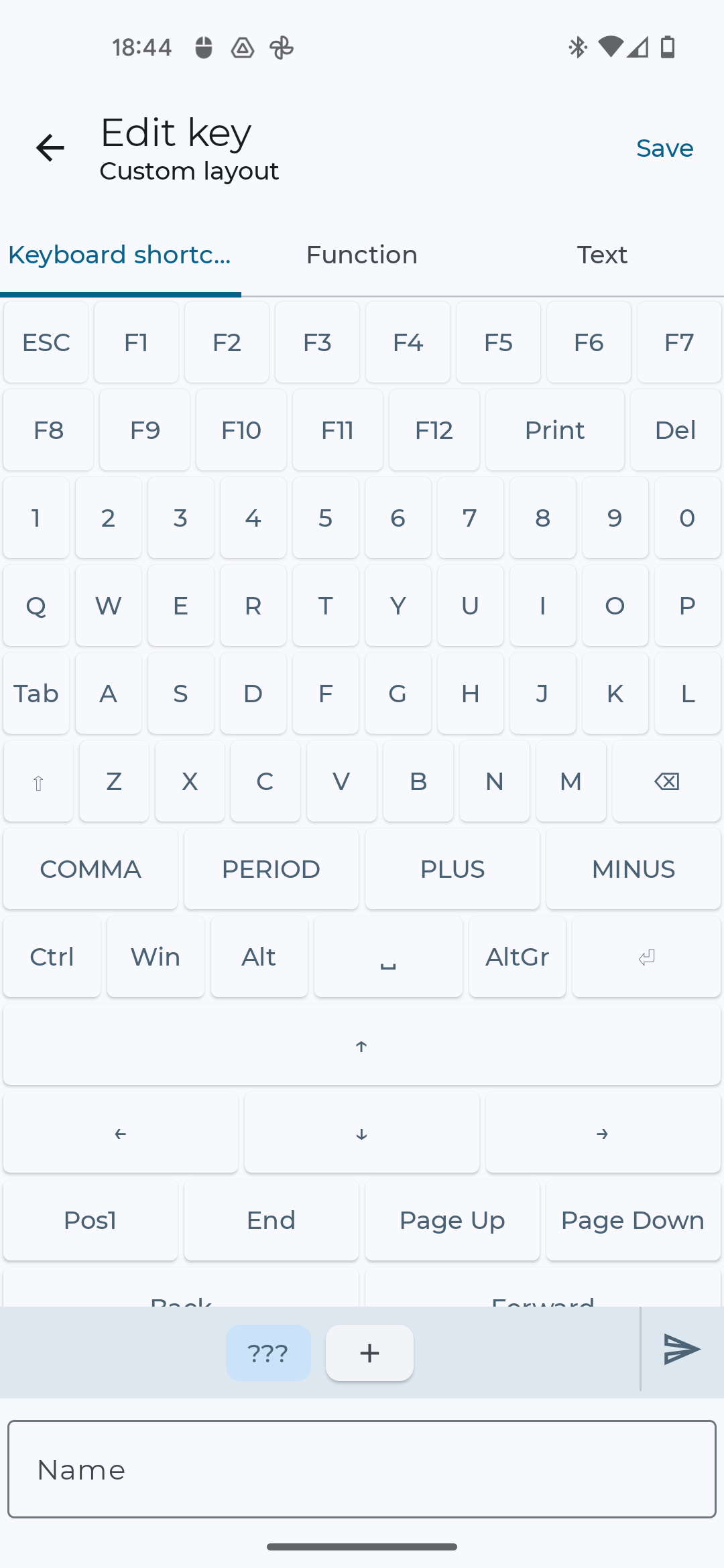 Editing keys in custom keyboard layout in Bluetooth Keyboard & Mouse App