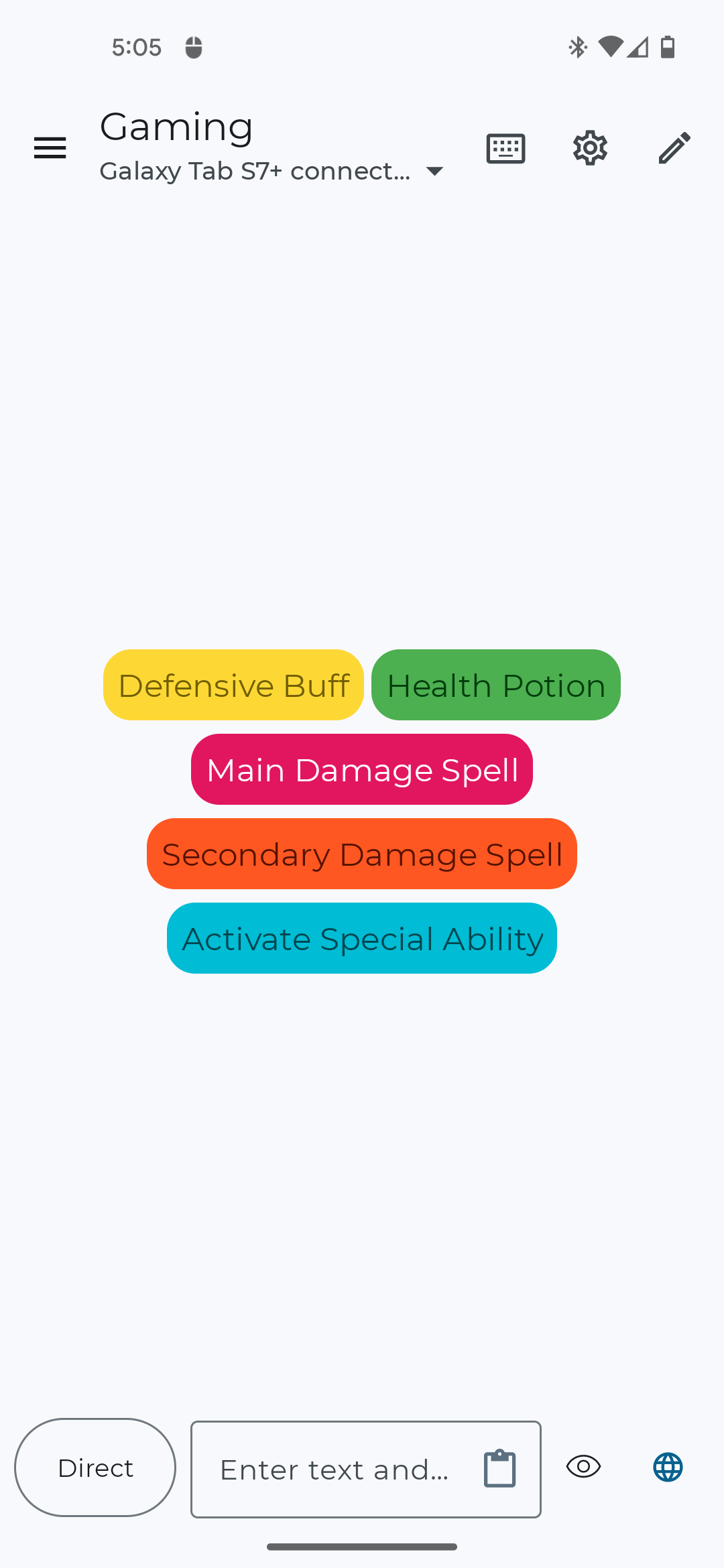 Example of custom gaming keyboard layout